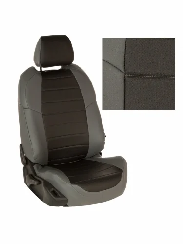 Комплект чехлов на сиденья Mitsubishi L200 IV c 07-13г.ЭкокожаСерый + Черный