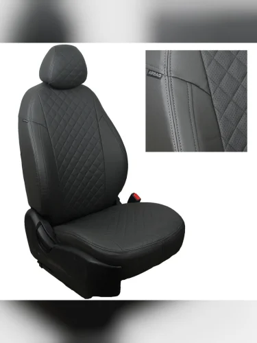 Комплект чехлов на сиденья Mitsubishi L200 IV c 07-13г.РомбТемно-серый + Темно-серый