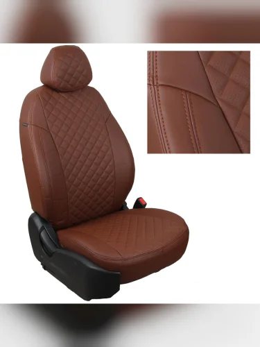 Комплект чехлов на сиденья Mitsubishi Outlander XL с 06-12г.  Peugeot 4007 с 07-12г.  Citroen C-Crosser с 07-13г.РомбТемно-коричневый + Темно-коричневый