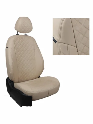 Комплект чехлов на сиденья Nissan Almera III (G15) 4060 с 13г.Алькантара ромбБежевый + Бежевый