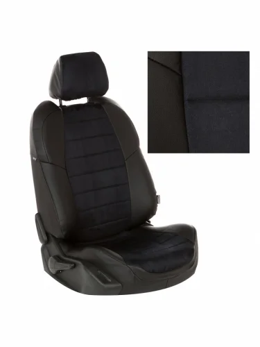 Комплект чехлов на сиденья Suzuki SX-4 I Hb (задн.сид 4060) с 06-14г.  Fiat Sedici c 05-14г.АлькантараЧерный + Черный