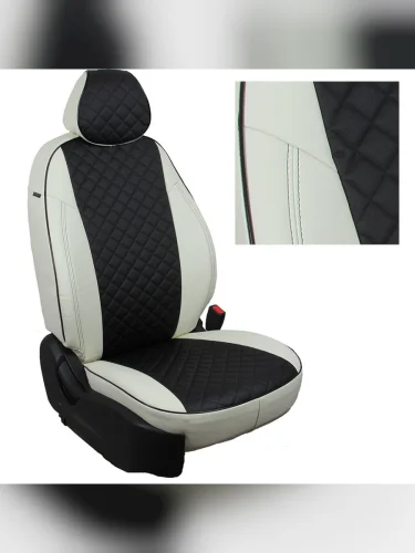 Комплект чехлов на сиденья Nissan Qashqai I (J10) с 06-14г.РомбБелый + Черный