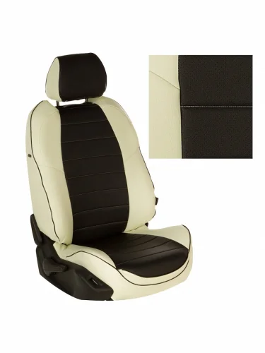 Комплект чехлов на сиденья Ford Focus II GhiaTitanium SdHbWag с 05-11г.  Ford Kuga I Trend с 08-13г.ЭкокожаБелый + Черный