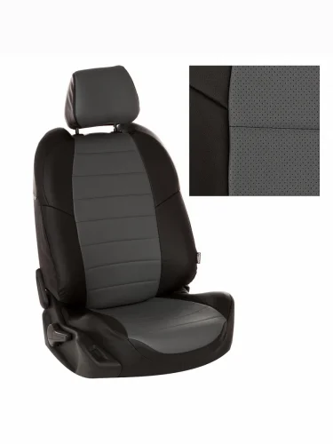 Комплект чехлов на сиденья Ford Focus III SportTitanium SdHbWag с 2011-19г.ЭкокожаЧерный + Серый