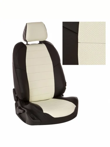 Комплект чехлов на сиденья Ford Focus III SportTitanium SdHbWag с 2011-19г.ЭкокожаЧерный + Белый
