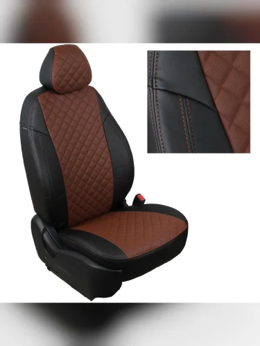 Комплект чехлов на сиденья Ford Focus III SportTitanium SdHbWag с 2011-19г.РомбЧерный + Темно-коричневый