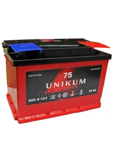Аккумулятор  75 Unikum Прямая Полярность Unikum арт. 6СТ-75L1