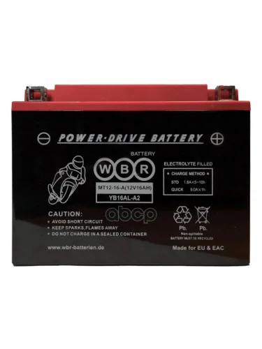 Аккумулятор  12V - 16 АЧ Wbr Mt (Yb16al-A2) WBR арт. MT12-16-A