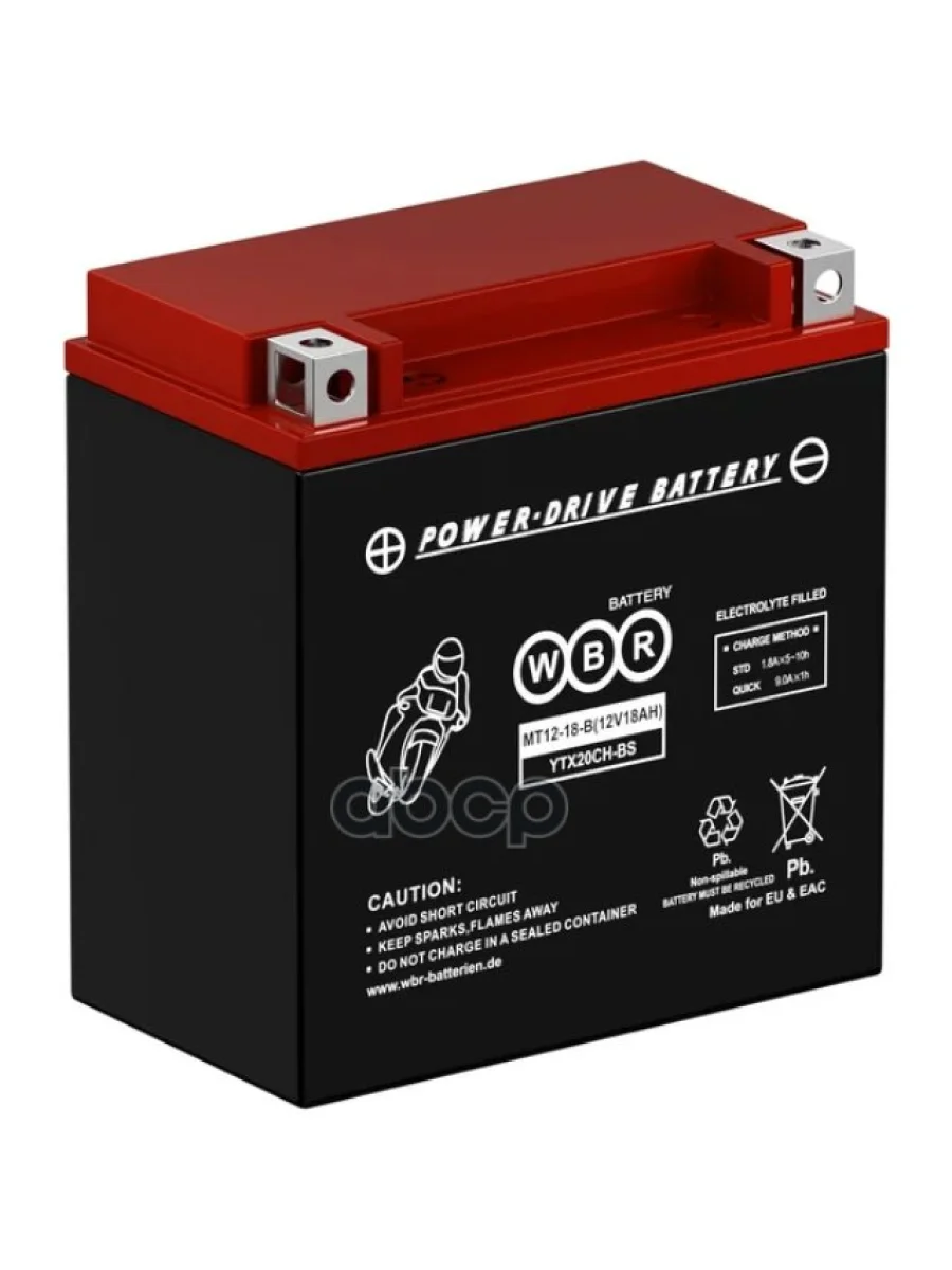 Аккумулятор  12V - 18 АЧ Wbr Mt (Ytx20ch-Bs) WBR арт. MT12-18-B  в Перми Пермском крае