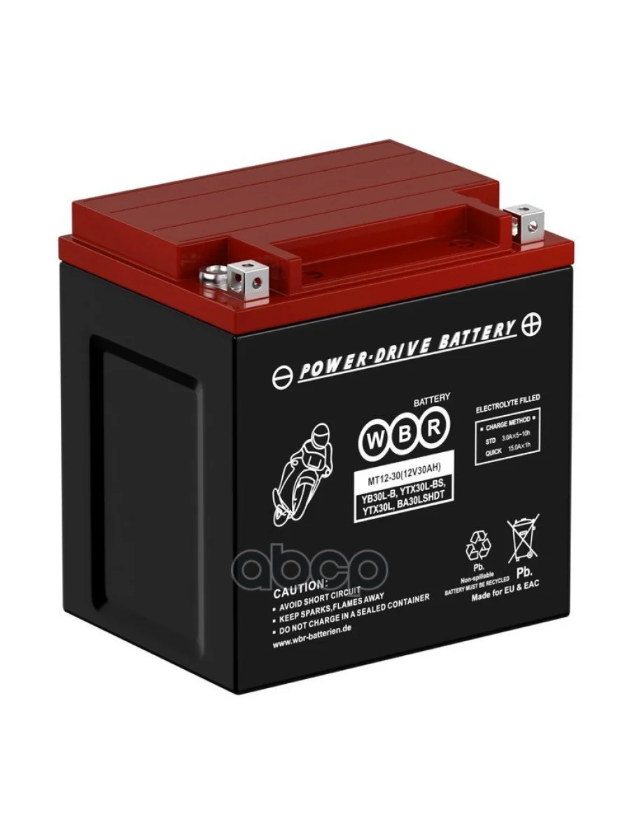 Аккумулятор  12V - 30 АЧ Wbr Mt (Ytx30l, Yb30l-B) WBR арт. MT12-30  с доставкой в г. Пермь