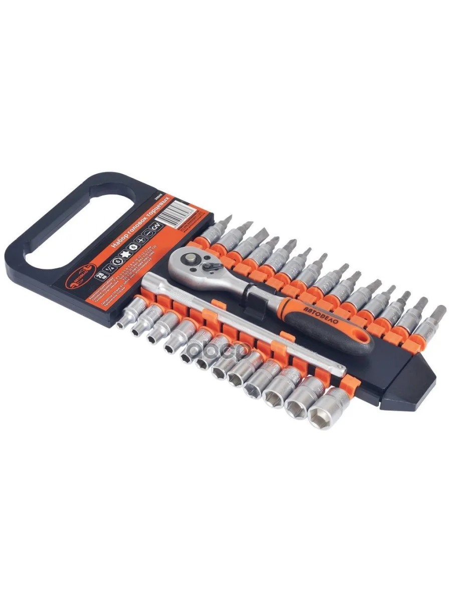 Набор Головок 14 28 Предметов 6-Гранных (4-13 Мм) С Трещоткой (Холдер) Автоdело (39848) АвтоDело арт. 39848  в Перми Пермском крае