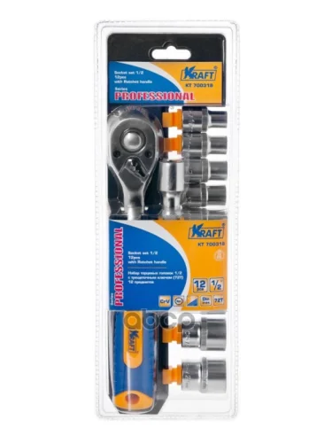 Набор Головок 12 12 Предметов 6-Гранных (10-24 Мм) С Трещоткой Kraft (Kt 700318) Kraft арт. KT 700318