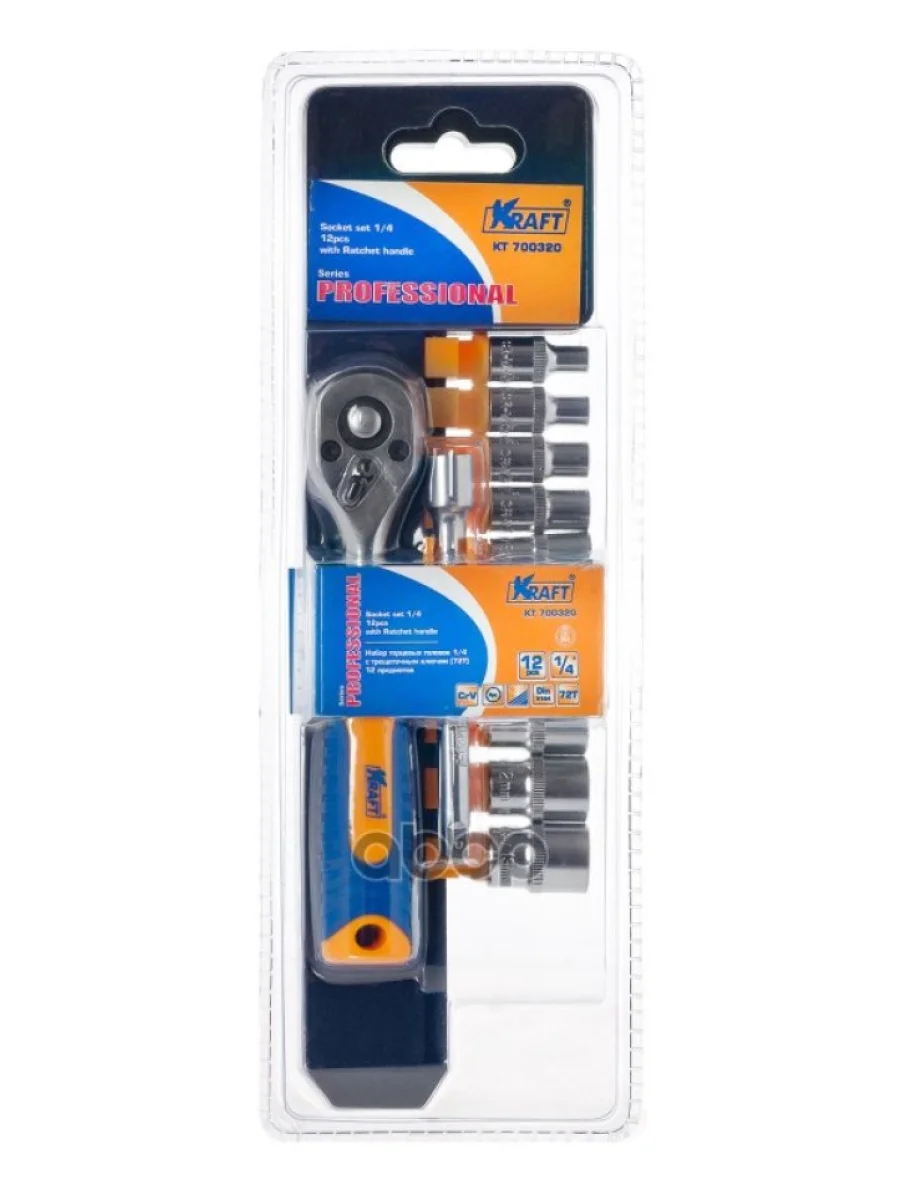 Набор Головок 14 12 Предметов 6-Гранных (4-13 Мм) С Трещоткой (Холдер) Kraft (Kt 700320) Kraft арт. KT 700320  в Керчи Республика Крым
