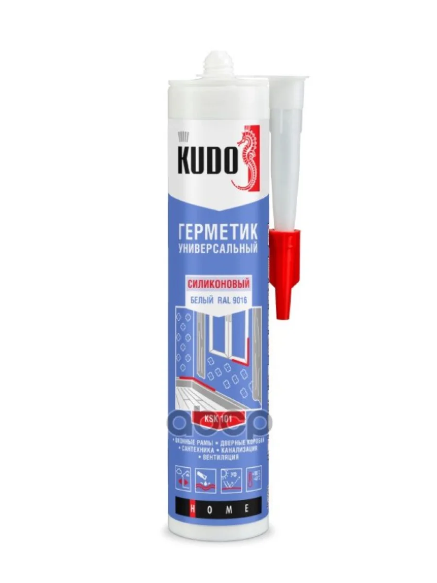 Герметик Силиконовый Kudo Белый Универсальный (280 Мл.) Под Пистолет (Ksk-101) Kudo арт. KSK-101  в Керчи Республика Крым