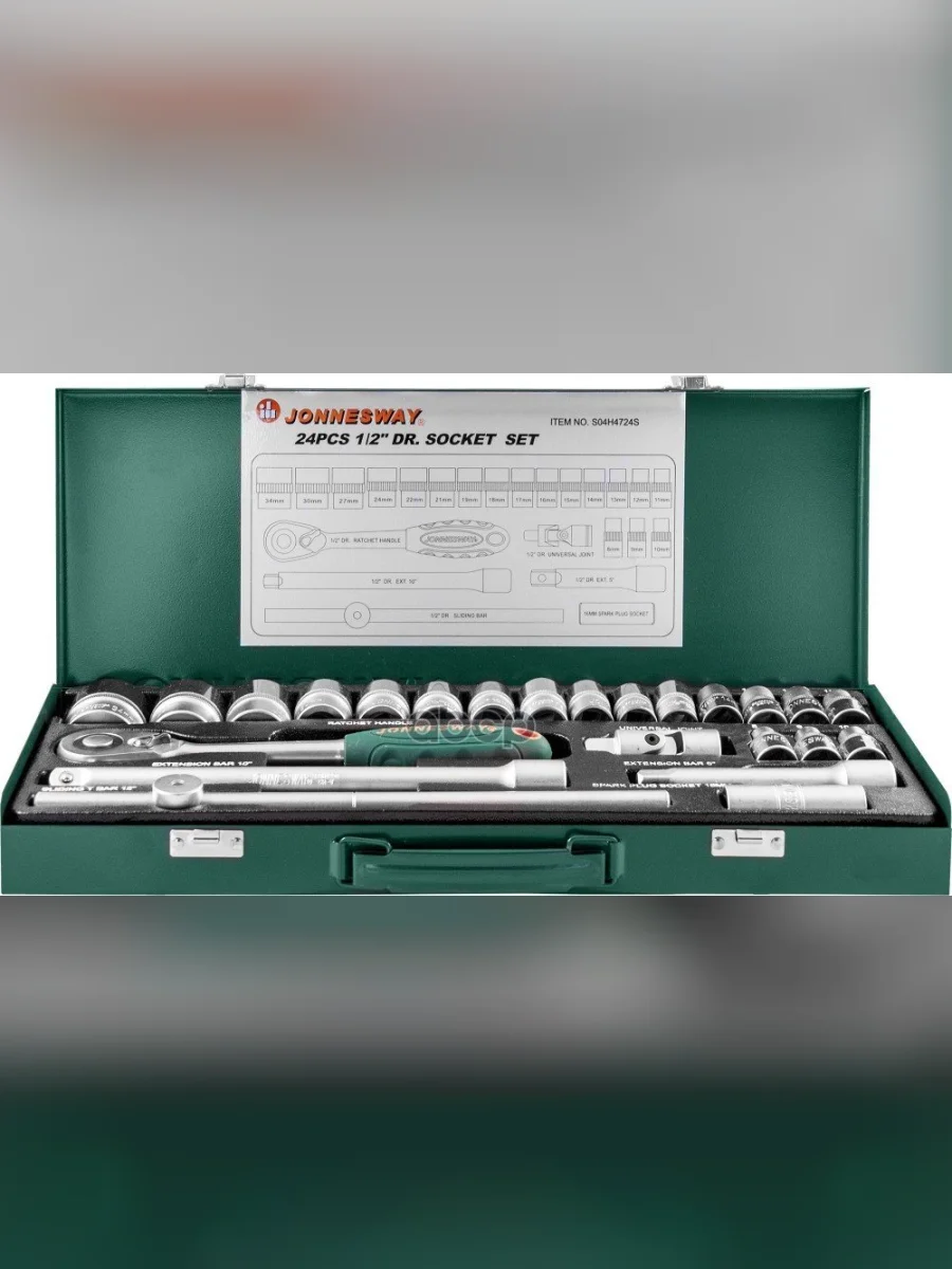 Набор Головок 12 24 Предмета 6-Гранных (8-34 Мм) Металл. Кейс Jonnesway (S04h4724s) Jonnesway арт. S04H4724S  в Керчи Республика Крым