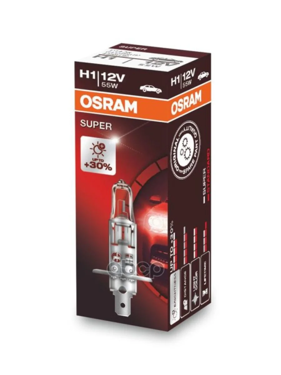 Лампа Галогеновая H1 12V  55W Osram Super +30%  P14.5s (64150 Sup*) Osram арт. 64150 SUP*  в Керчи Республика Крым