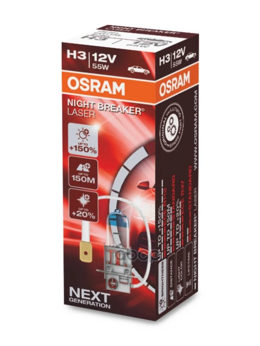 Лампа Галогеновая H3 12V  55W Osram Night Breaker Lazer +150% Pк22s  Original Osram арт. 64151 NL  в Керчи Республика Крым