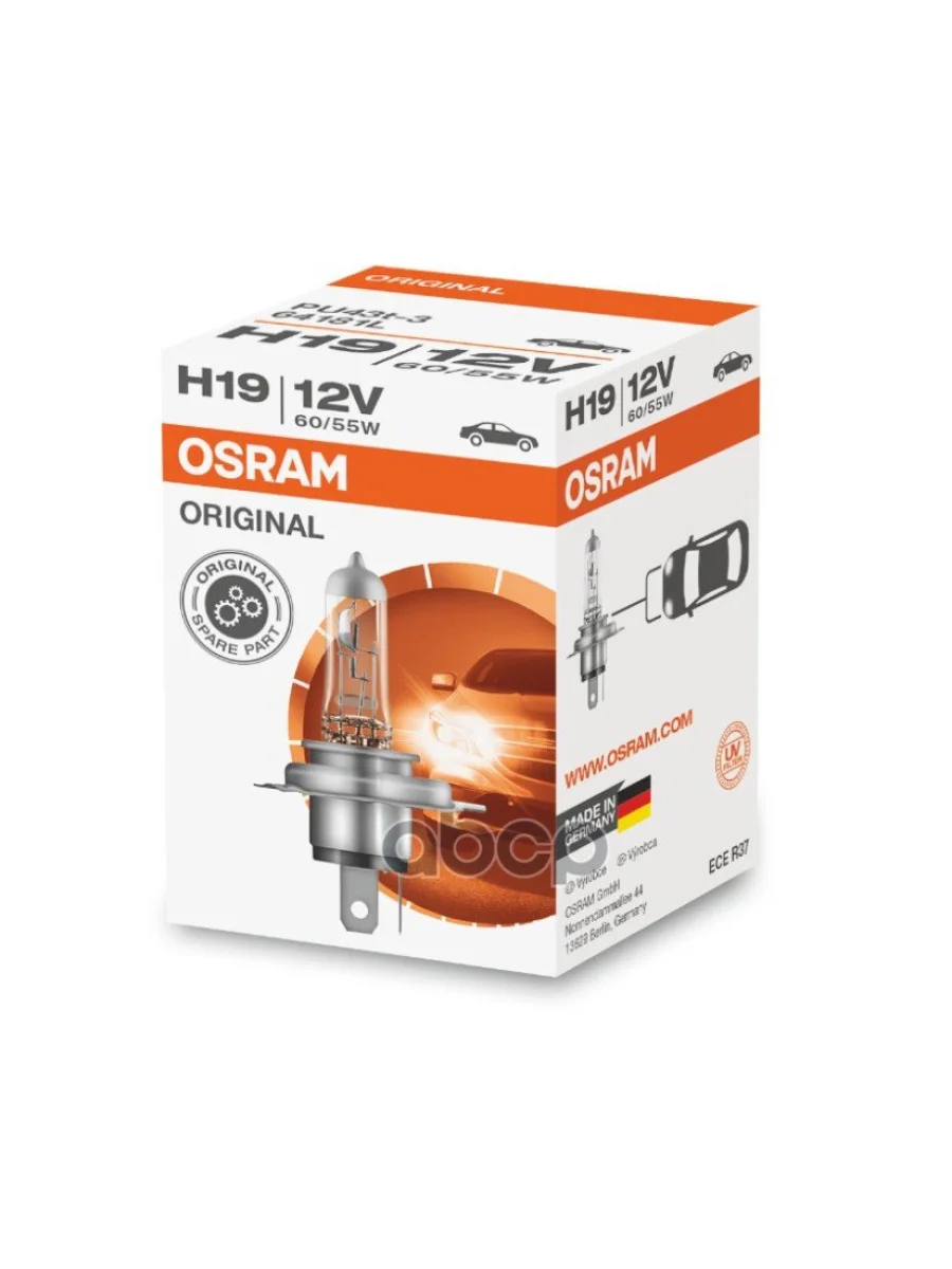 Лампа Галогеновая H19 12V  6055W Osram Standard Pu43t-3 K1 Original (0-64181L) Osram арт. 64181L  в Керчи Республика Крым