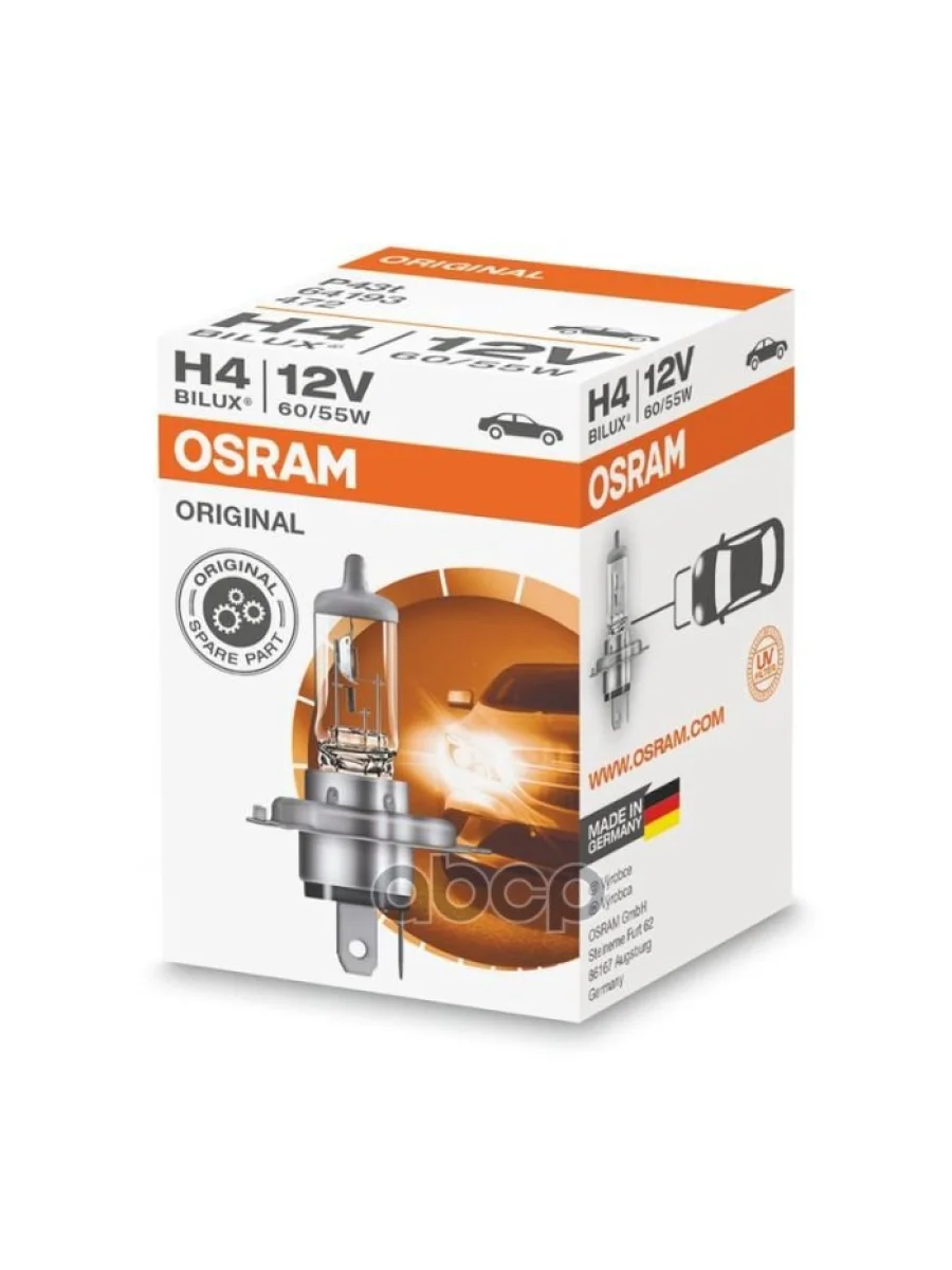 Лампа Галогеновая H4 12V  6055W Osram Standard P43т-38 Original (64193) Osram арт. 64193  в Перми Пермском крае