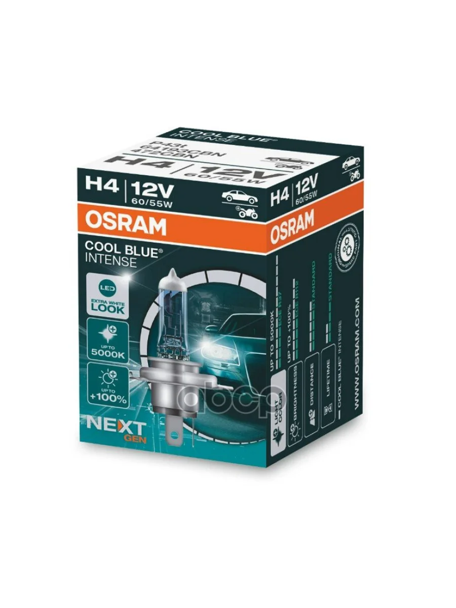 Лампа Галогеновая H4 12V  6055W Osram Cool Blue Intense +100% Xenon 5000K P43т-38 Original Osram арт. 64193 CBN  в Керчи Республика Крым