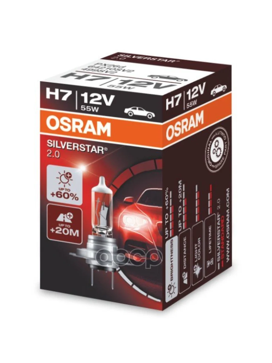 Лампа Галогеновая H7 12V  55W Osram Silverstar 2.0 +60% Рх26d (64210Sv2) Osram арт. 64210SV2  в Керчи Республика Крым