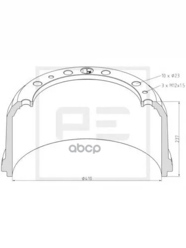 Торм.барабан !Old Перед. 410X180191 H=237 D=298335 N10x23 Mb Actros PE Automotive арт. 01649100A