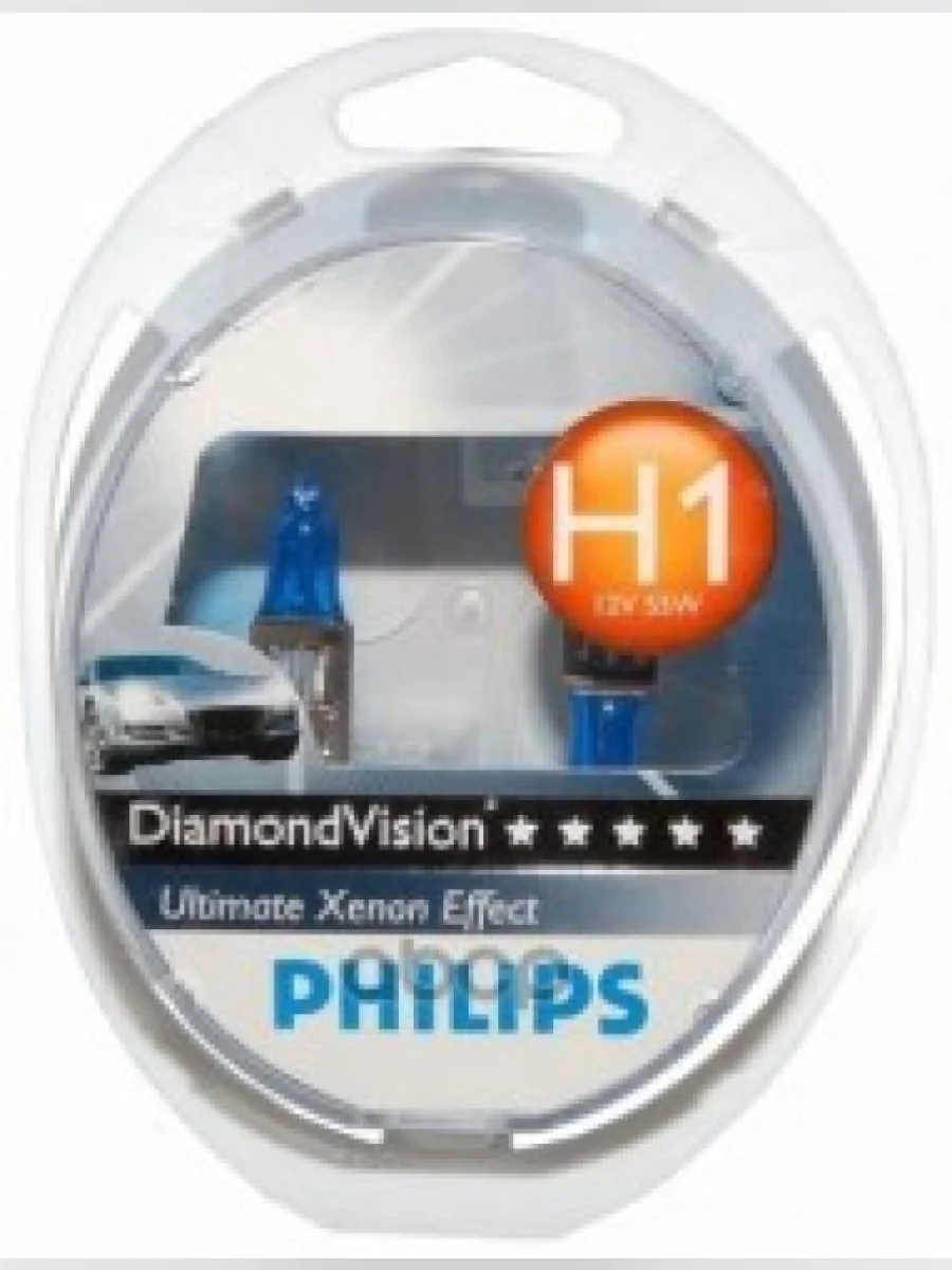 Лампа Галогеновая H1 12V  55W Philips  Diamond Vision  P14.5s (2 Шт.) Original (12258Dvs2) Philips арт. 12258DVS2  в Керчи Республика Крым