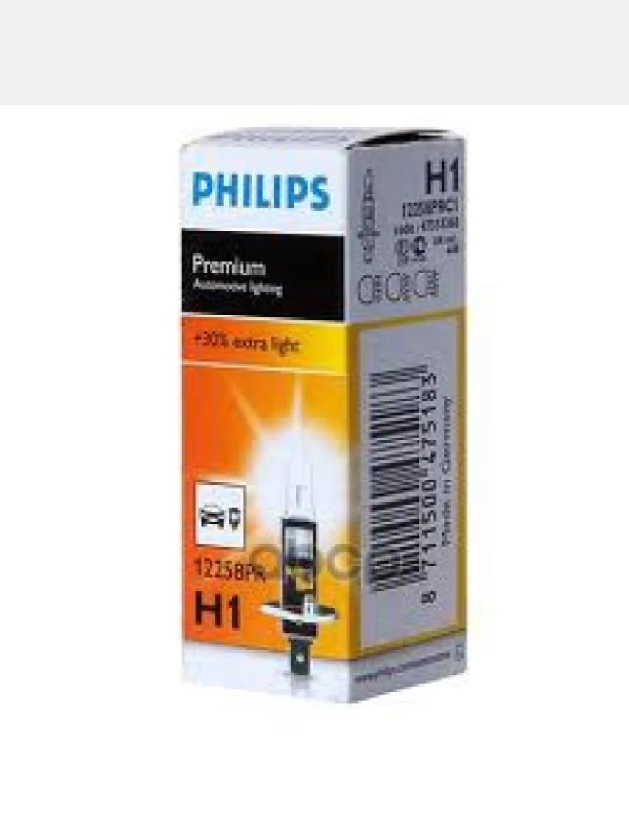 Лампа Галогеновая H1 12V  55W Philips Premium +30%  P14.5s Original (12258 Pr) Philips арт. 12258 PR  в Керчи Республика Крым