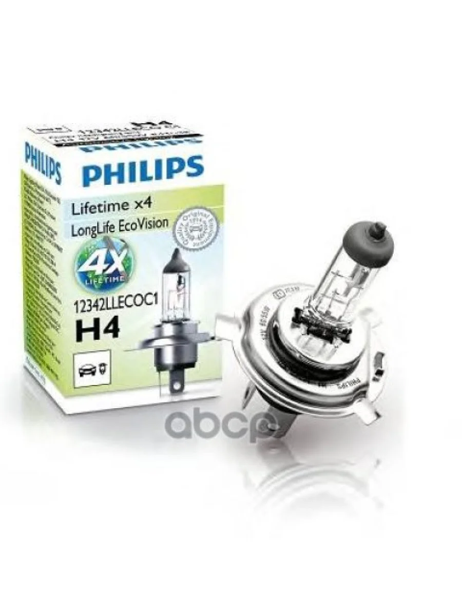 Лампа Галогеновая H4 12V  6055W Philips Long Live Eco Vision P14.5s Philips арт. 12342LLECOC1*  в Керчи Республика Крым