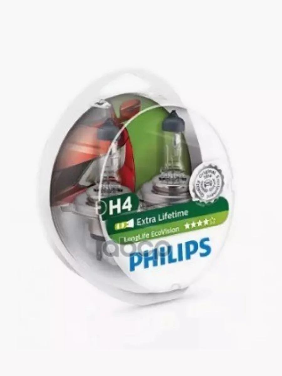 Лампа Галогеновая H4 12V  6055W Philips Long Live Eco Vision P14.5s (2 Шт.) Philips арт. 12342LLECOS2*  в Керчи Республика Крым