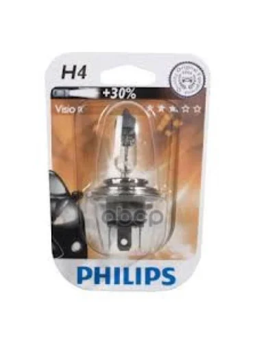 Лампа Галогеновая H4 12V  6055W Philips Vision +30%  P43t, Блистер Original (12342Prb1) Philips арт. 12342PRB1