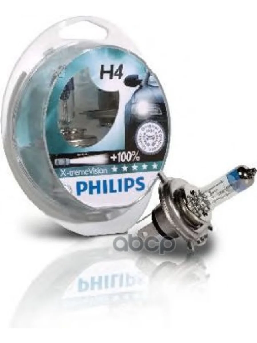 Лампа Галогеновая H4 12V  6055W Philips X-Treme Vision +100% P43t-38 (2 Шт.) Philips арт. 12342 XV S2*  в Керчи Республика Крым
