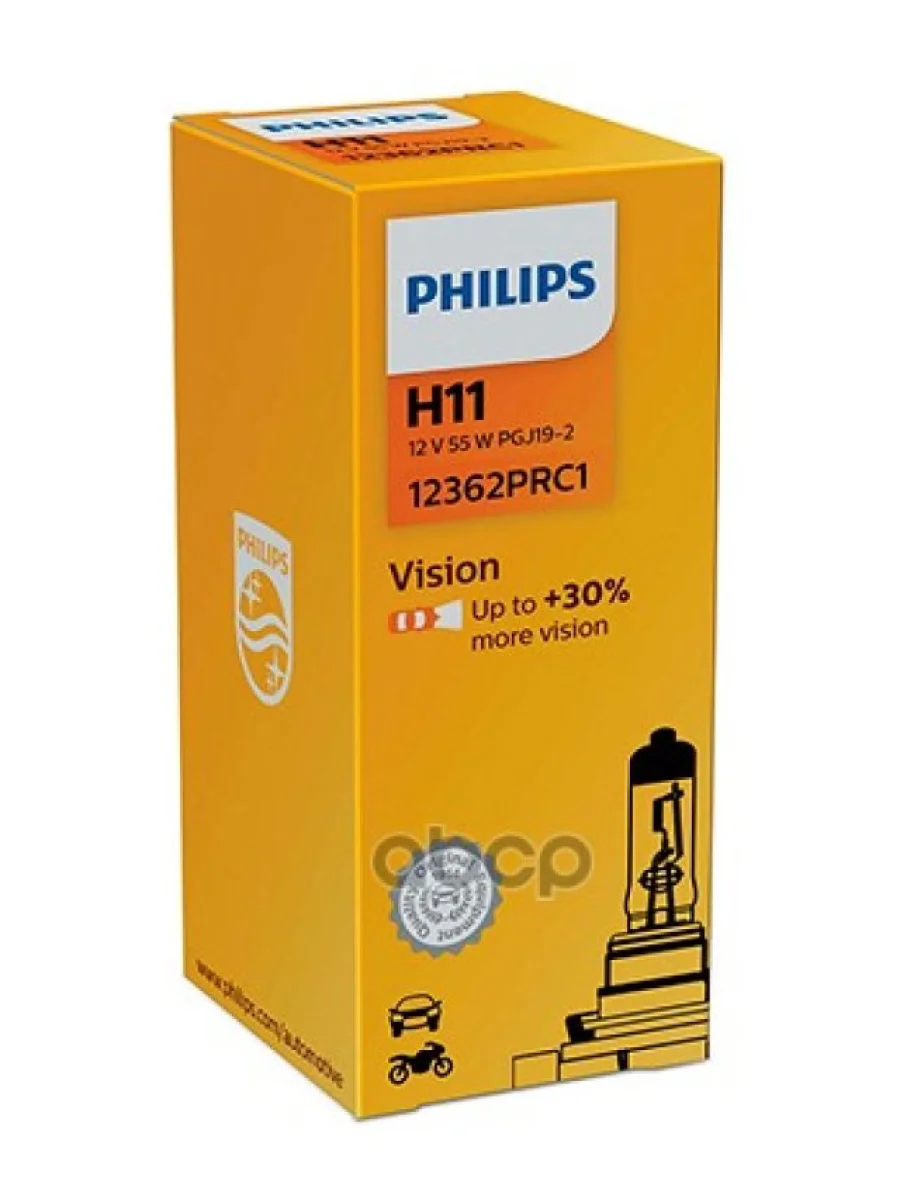 Лампа Галогеновая H11 12V  55W Philips Vision +30% Pgj19-2 Philips арт. 12362PRC1*  в Керчи Республика Крым