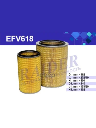 Фильтр Воздушный Чтз Т330 Т500 Т25.01 Т32.01 (Дв.8 Двт-330 В-400) (К-Кт. 2 Шт) Raider (Efv618) RAIDER арт. EFV618