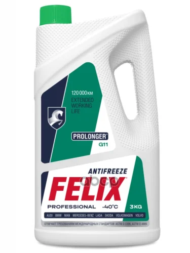 Антифриз Felix Prolonger G11 Тосол-Синтез ( 3Кг) -40*С (Зеленый) (430206327) Felix арт. 430206327