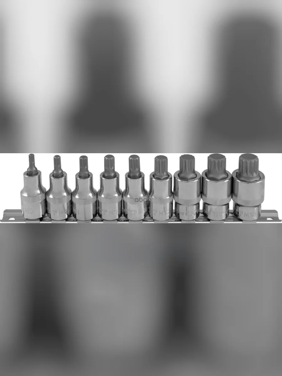 Набор Головок 12 Со Вставками Spline (9 Предм. M5-M18) Ombra Рельс (912779) OMBRA арт. 912779  в Керчи Республика Крым