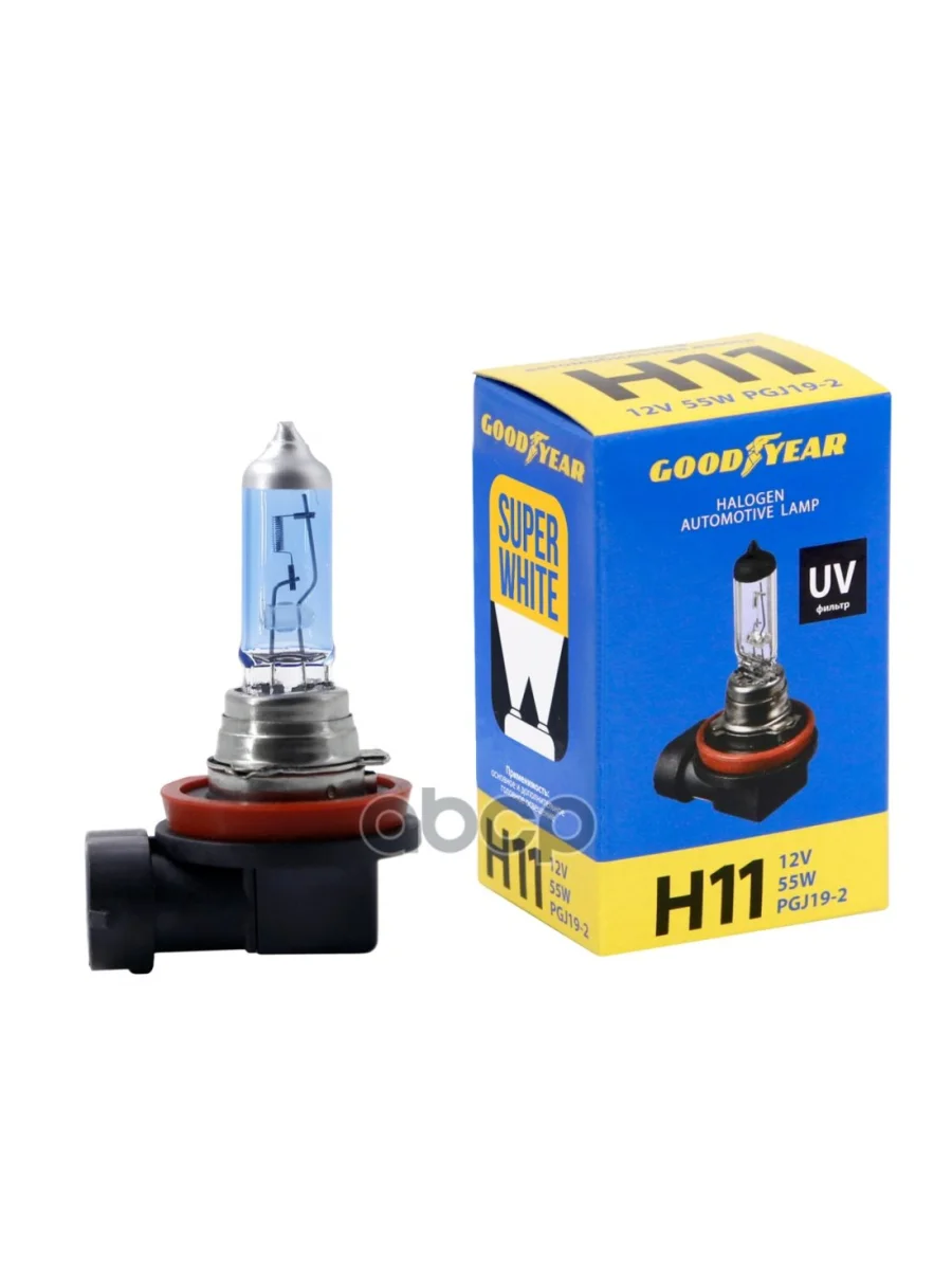 Лампа Галогеновая H11 12V  55W Goodyear Super White Pgj19-2 (Gy010116) GOODYEAR арт. GY010116  в Керчи Республика Крым