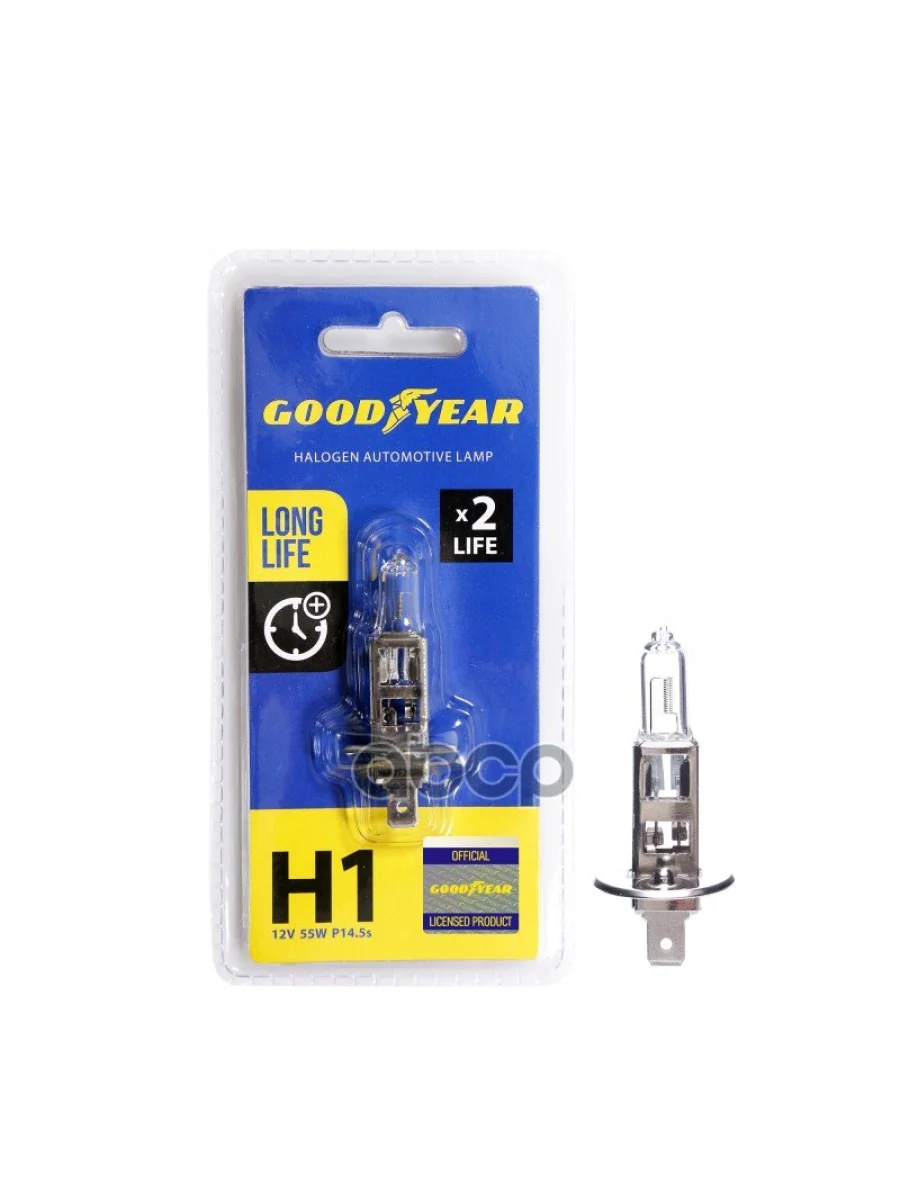 Лампа Галогеновая H1 12V  55W Goodyear Long Life P14.5s (Блистер) (Gy011123) GOODYEAR арт. GY011123  в Керчи Республика Крым