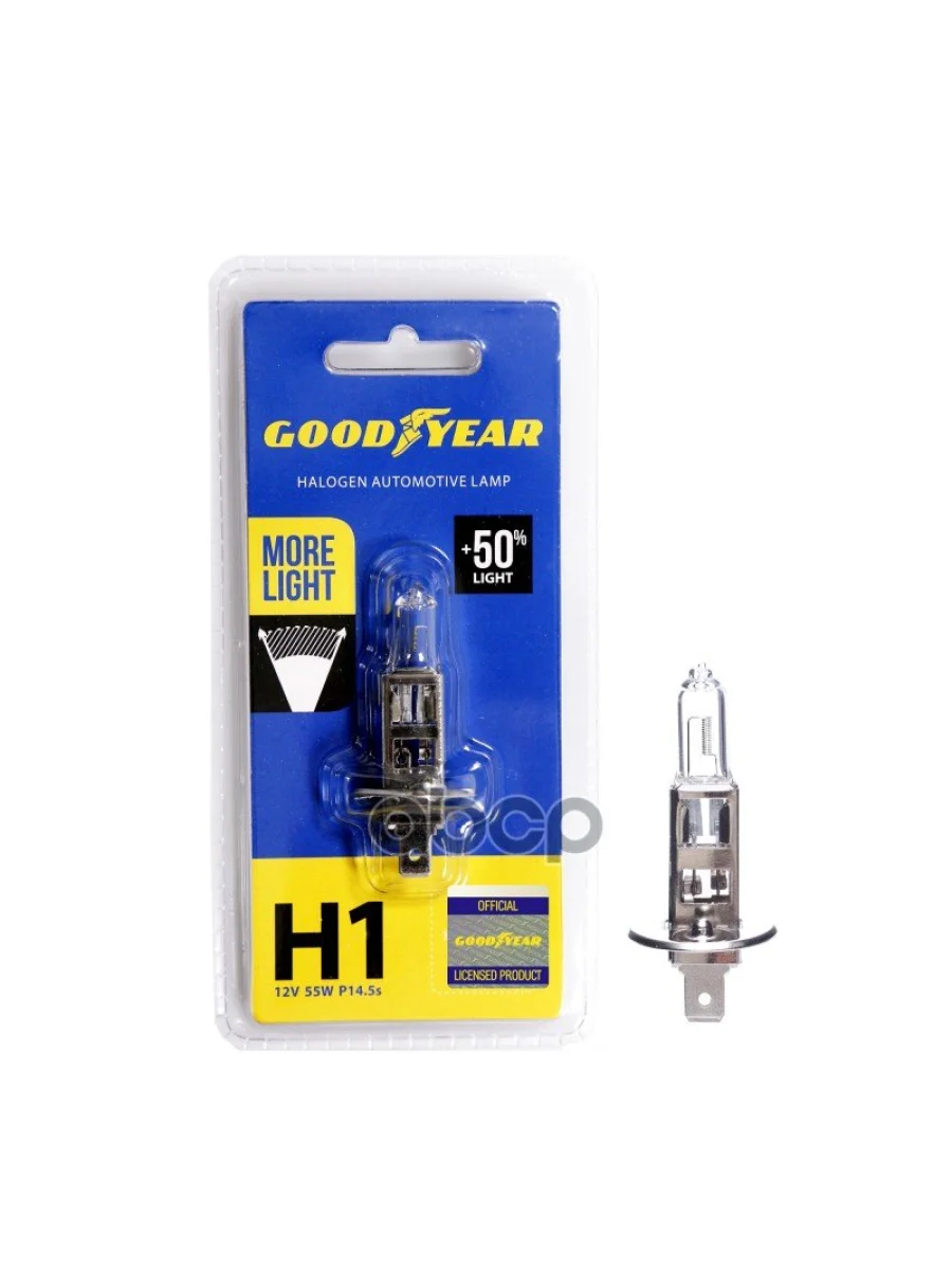 Лампа Галогеновая H1 12V  55W Goodyear More Light P14.5s (Блистер) (Gy011125) GOODYEAR арт. GY011125  в Керчи Республика Крым