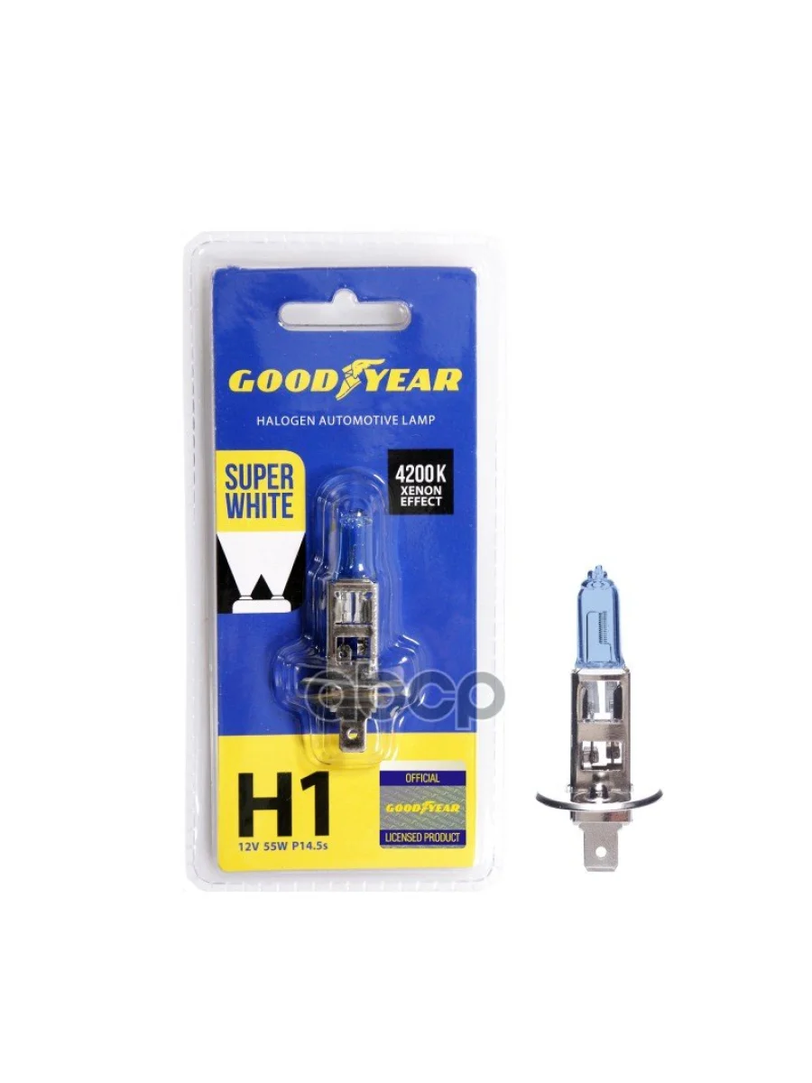 Лампа Галогеновая H1 12V  55W Goodyear Super White P14.5s (Блистер) (Gy011127) GOODYEAR арт. GY011127  в Керчи Республика Крым