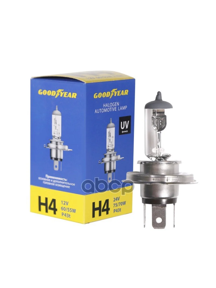 Лампа Галогеновая H4 12V  6055W Goodyear  P43t (Gy014120) GOODYEAR арт. GY014120  в Керчи Республика Крым