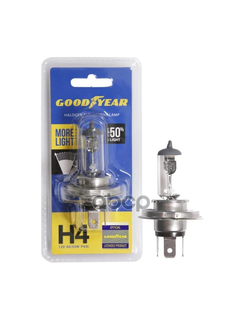 Лампа Галогеновая H4 12V  6055W Goodyear More Light P43t (Блистер) (Gy014125) GOODYEAR арт. GY014125  в Перми Пермском крае