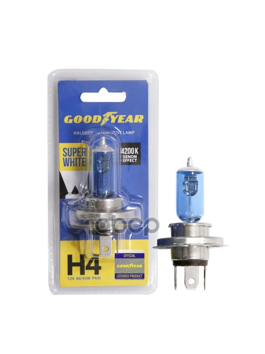 Лампа Галогеновая H4 12V  6055W Goodyear Super White P43t (Блистер) (Gy014127) GOODYEAR арт. GY014127  в Перми Пермском крае