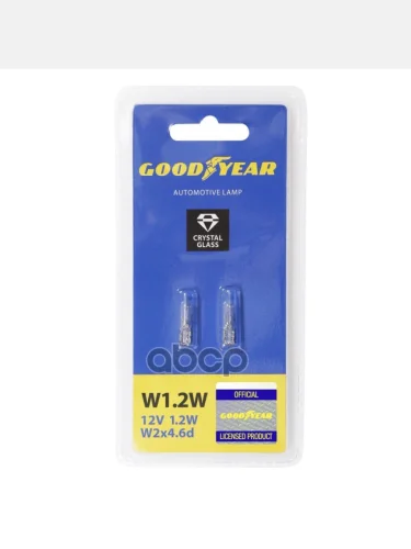 Лампа 12 V   1.2 W Goodyear (Приборная Панель) Без Цоколя W2*4.6D (Блистер 2Шт) (Gy015202) GOODYEAR арт. GY015202