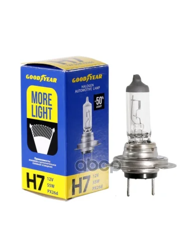 Лампа Галогеновая H7 12V  55W Goodyear More Light Px26d (Gy017124) GOODYEAR арт. GY017124