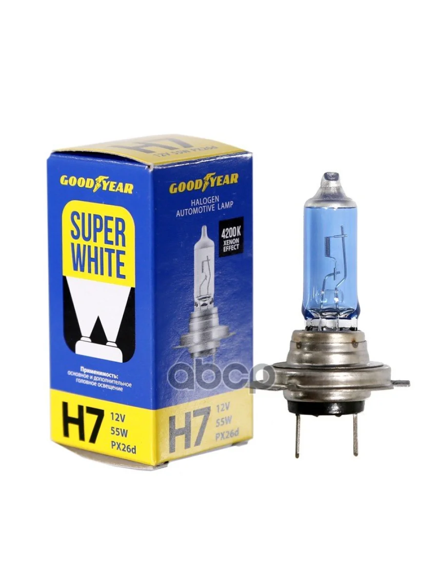 Лампа Галогеновая H7 12V  55W Goodyear Super White Px26d (Gy017126) GOODYEAR арт. GY017126  в Перми Пермском крае