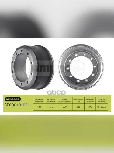 Барабан Тормозной Bpw 420X180  226 (225) 75-95Г. SIMPECO арт. SP00010100