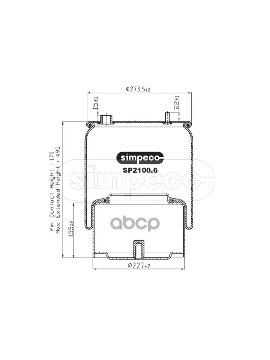 ППодушка 836Np10 (Со Стак) Daf Xf105 1ШпШтm22x1.5, 2Шп.m10, Низ Отв.m16 SIMPECO арт. SP21006024  в Керчи Республика Крым