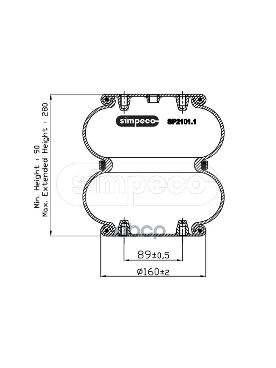 ППодушка 895N  (В Сборе С Двумя Отверстиями Паралельно) Отв. М12х1.5 SIMPECO арт. SP21011032  в Керчи Республика Крым