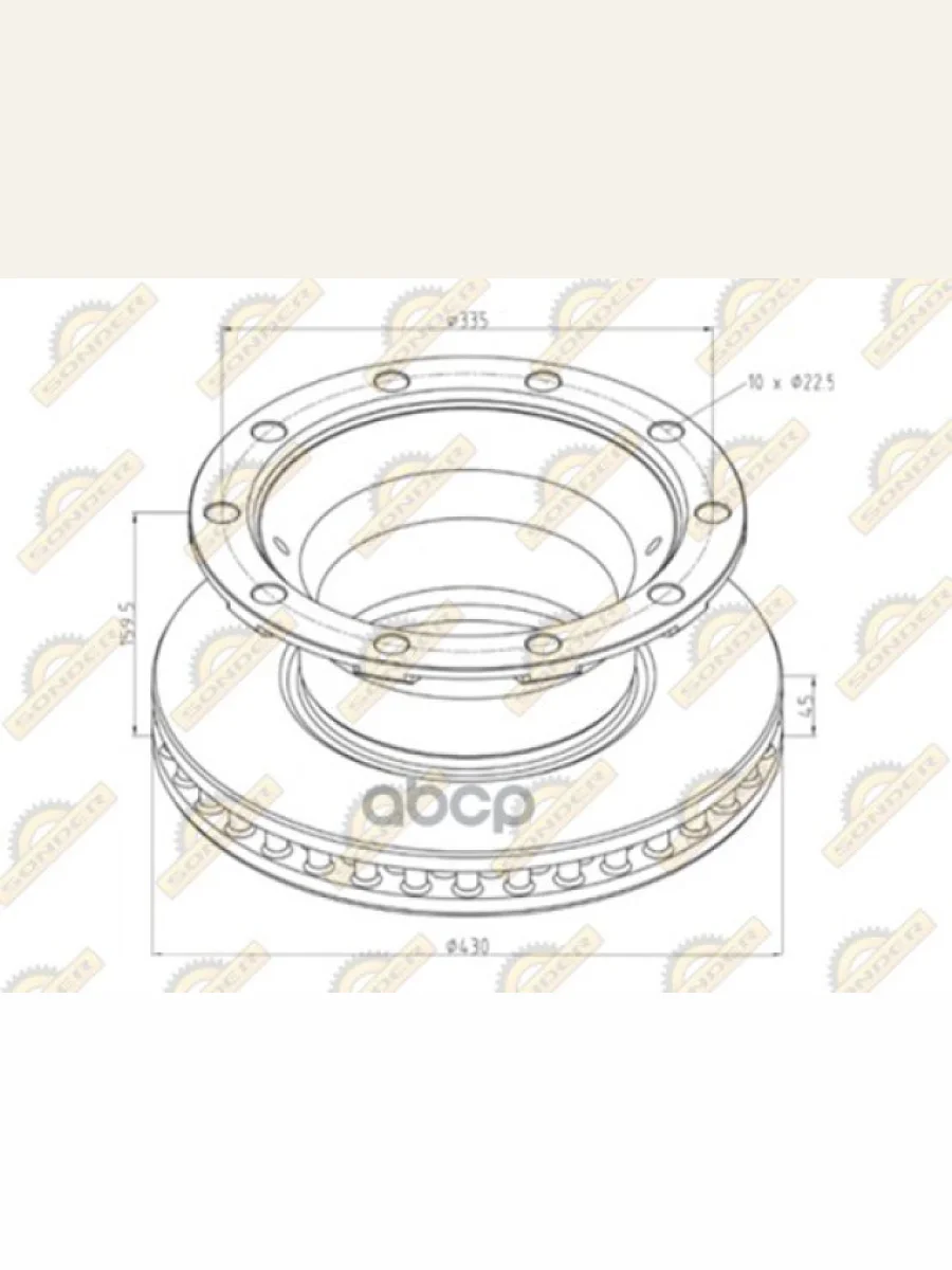 Диск Тормозной Bpw 430*335*45*159.5 SONDER арт. 160050076  в Перми Пермском крае